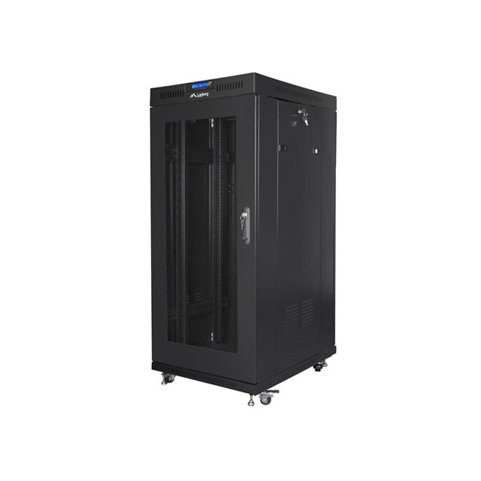 Floor-standing rack 19” - 27U - 600 x 800, Black (RAL9004), Mesh front door & LCD (Unassembled) Floor-standing rack 19” - 27U - 600 x 800, Black (RAL9004), Mesh front door & LCD (Unassembled)