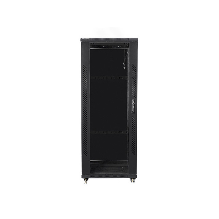 Floor-standing rack 19” - 32U - 600 x 800, Black (RAL9004), Glass front door (Assembled) Floor-standing rack 19” - 32U - 600 x 800, Black (RAL9004), Glass front door (Assembled)