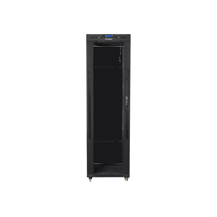Floor-standing rack 19” - 42U - 600 x 1000, Black (RAL9004), Glass front door & LCD (Unassembled) Floor-standing rack 19” - 42U - 600 x 1000, Black (RAL9004), Glass front door & LCD (Unassembled)