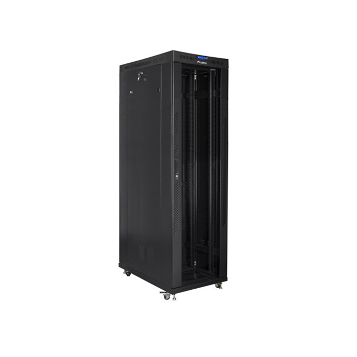 Floor-standing rack 19” - 42U - 600 x 1200, Black (RAL9004), Glass front door & LCD (Unassembled) Floor-standing rack 19” - 42U - 600 x 1200, Black (RAL9004), Glass front door & LCD (Unassembled)