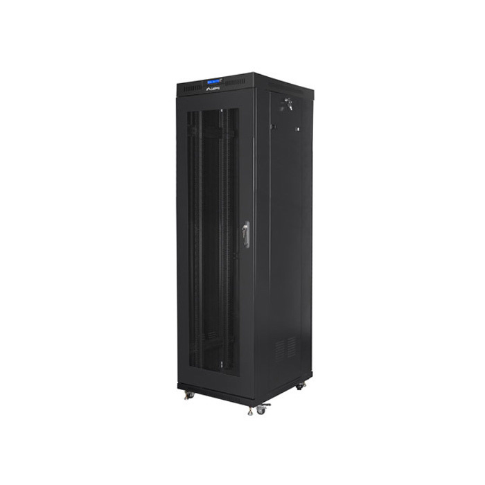 Floor-standing rack 19” - 42U - 600 x 800, Black (RAL9004), Mesh front door & LCD (Unassembled) Floor-standing rack 19” - 42U - 600 x 800, Black (RAL9004), Mesh front door & LCD (Unassembled)