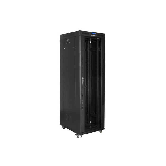 Floor-standing rack 19” - 42U - 800 x 800, Black (RAL9004), Glass front door & LCD (Unassembled) Floor-standing rack 19” - 42U - 800 x 800, Black (RAL9004), Glass front door & LCD (Unassembled)