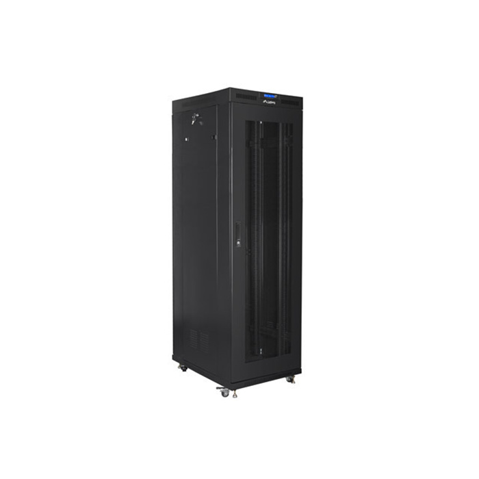Floor-standing rack 19” - 42U - 800 x 800, Black (RAL9004), Mesh front door & LCD (Unassembled) Floor-standing rack 19” - 42U - 800 x 800, Black (RAL9004), Mesh front door & LCD (Unassembled)