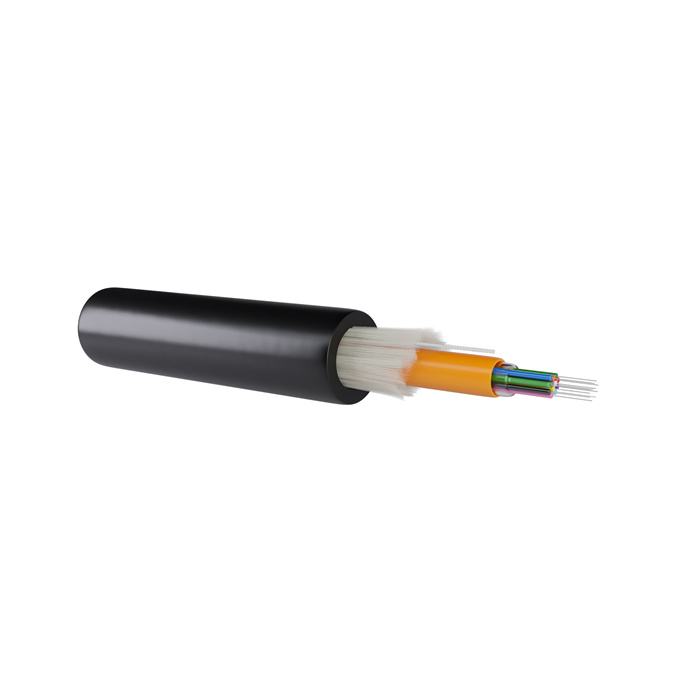 FO Loose Tube Cable with Glass Yarns (1200N), OS2 G652D, PE, Ø 7,1mm, Black - 4 Fiber FO Loose Tube Cable with Glass Yarns (1200N), OS2 G652D, PE, Ø 7,1mm, Black - 4 Fiber