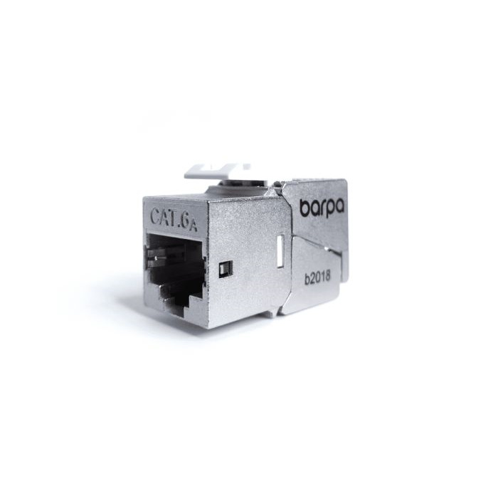 Keystone - RJ45 Jack CAT6A STP (AWG 22-26, cable Ø 5-8,5mm), Silver (Toolless) (Bulk) Keystone - RJ45 Jack CAT6A STP (AWG 22-26, cable Ø 5-8,5mm), Silver (Toolless) (Bulk)