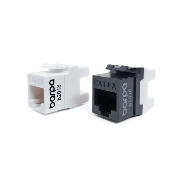 Keystone - RJ45 Jack CAT6A UTP 90°/180° (AWG 22-26, cable Ø 5 - 8,5mm), Black Keystone - RJ45 Jack CAT6A UTP 90°/180° (AWG 22-26, cable Ø 5 - 8,5mm), Black