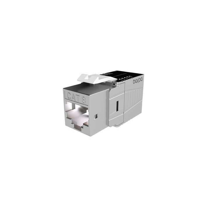 Keystone - RJ45 Jack CAT8.1 STP (AWG 22-24, cable Ø 5-8,5mm), Silver (Toolless) Keystone - RJ45 Jack CAT8.1 STP (AWG 22-24, cable Ø 5-8,5mm), Silver (Toolless)