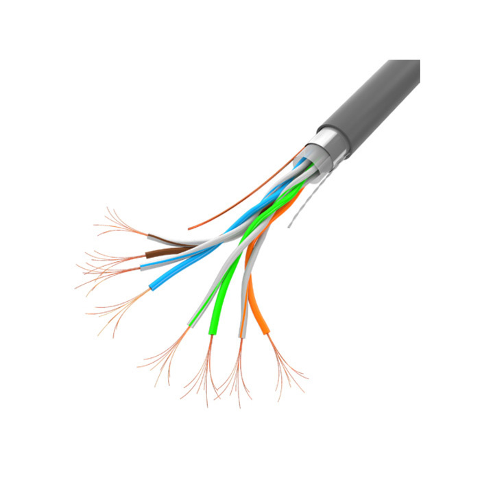 LAN Cable 100Mbit/s (F/UTP, 24AWG), Stranded Copper Cladded Aluminium, PVC, Ø 5,7mm, Grey LAN Cable 100Mbit/s (F/UTP, 24AWG), Stranded Copper Cladded Aluminium, PVC, Ø 5,7mm, Grey