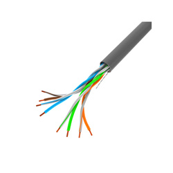 LAN Cable 100Mbit/s (U/UTP, 24AWG), Solid Copper Cladded Aluminium, PVC, Ø 5,1mm, Grey