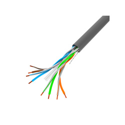 LAN Cable 1Gb/s (U/UTP, 24AWG), Solid Copper Cladded Aluminium, PVC, Ø 6,0mm, Grey