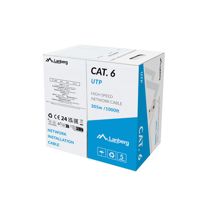 LAN Cable CAT.6 (U/UTP, 24AWG), Solid Copper Cladded Aluminium, PVC, Ø 6,0mm, Grey LAN Cable CAT.6 (U/UTP, 24AWG), Solid Copper Cladded Aluminium, PVC, Ø 6,0mm, Grey