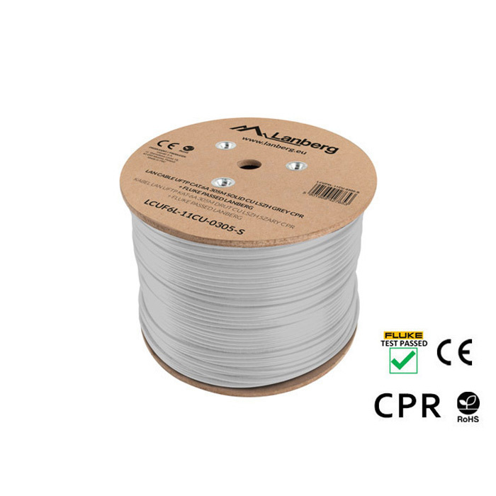 LAN Cable CAT.6A (U/FTP, 23AWG), Solid Core, LSZH, Ø 7,4mm, Grey (CPR Dca) LAN Cable CAT.6A (U/FTP, 23AWG), Solid Core, LSZH, Ø 7,4mm, Grey (CPR Dca)