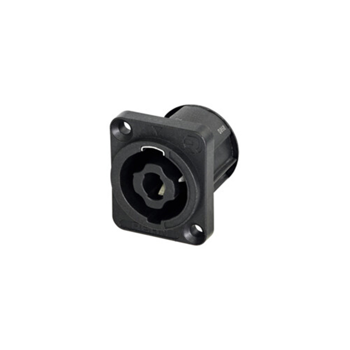 Loudspeaker 4 pole chassis, black D-size, front mounted, 3/16" flat tabs Loudspeaker 4 pole chassis, black D-size, front mounted, 3/16" flat tabs