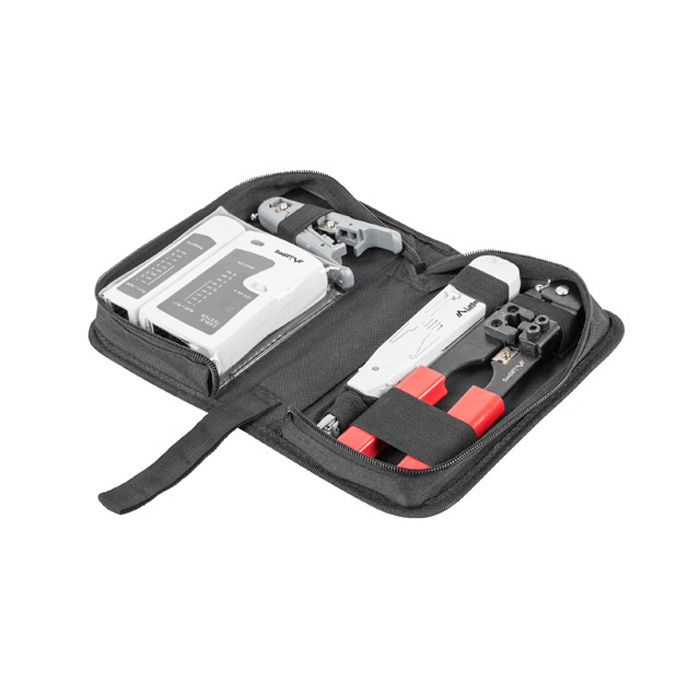 Network Toolkit with RJ45, RJ11 & Coaxial Tester, Crimping, Stripping & IDC 110 Insertion/Punch Tool Network Toolkit with RJ45, RJ11 & Coaxial Tester, Crimping, Stripping & IDC 110 Insertion/Punch Tool