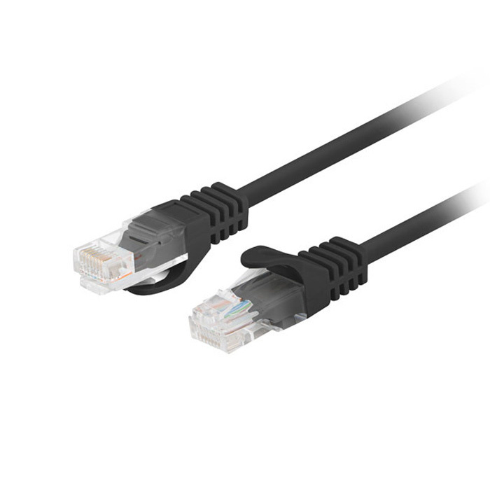 Patch Cord CAT5E U/UTP (AWG26, Copper Cladded Aluminium), PVC, Ø 4,80 mm, Black - 0,25m Patch Cord CAT5E U/UTP (AWG26, Copper Cladded Aluminium), PVC, Ø 4,80 mm, Black - 0,25m