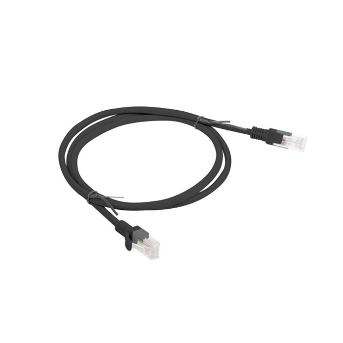 Patch Cord CAT5E U/UTP (AWG26, Copper Cladded Aluminium), PVC, Ø 4,80 mm, Black - 1m Patch Cord CAT5E U/UTP (AWG26, Copper Cladded Aluminium), PVC, Ø 4,80 mm, Black - 1m