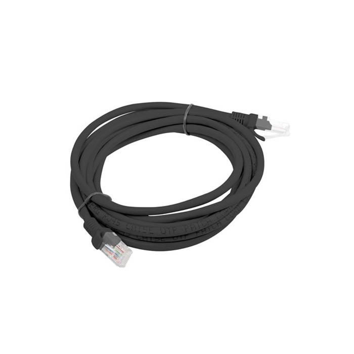 Patch Cord CAT5E U/UTP (AWG26, Copper Cladded Aluminium), PVC, Ø 4,80 mm, Black - 3m Patch Cord CAT5E U/UTP (AWG26, Copper Cladded Aluminium), PVC, Ø 4,80 mm, Black - 3m