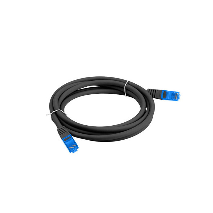 Patch Cord CAT6A S/FTP (AWG26, Copper Cladded Aluminium), LSZH, Ø 6,00 mm, Black - 3m Patch Cord CAT6A S/FTP (AWG26, Copper Cladded Aluminium), LSZH, Ø 6,00 mm, Black - 3m