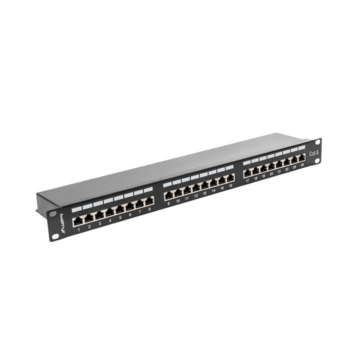 Patch Panel 19" - 1U - CAT6 FTP, 24 IDC ports (with cable management), Black (RAL9004) Patch Panel 19" - 1U - CAT6 FTP, 24 IDC ports (with cable management), Black (RAL9004)