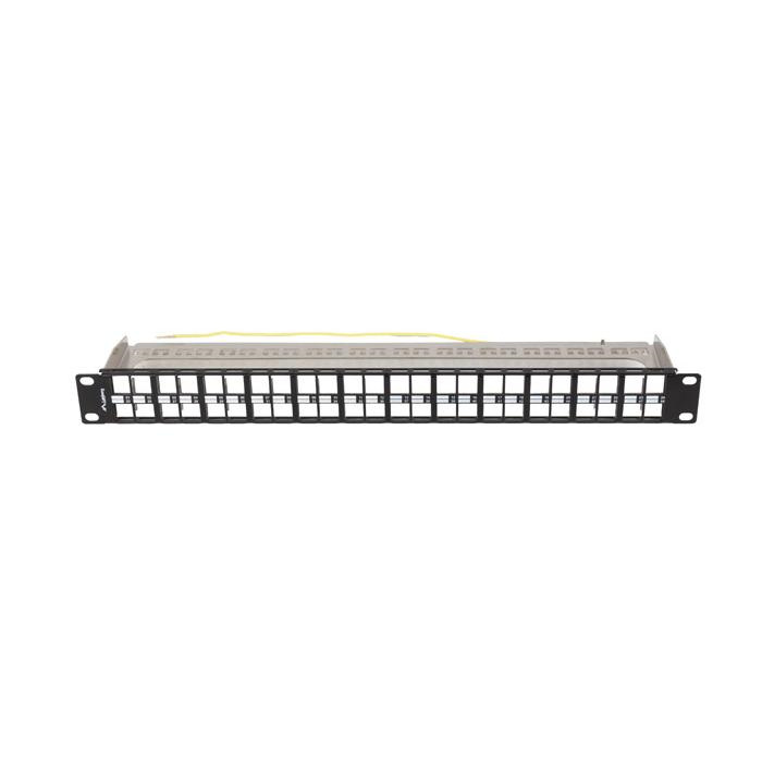 Patch Panel 19" - 1U - Empty, 48 Keystones FTP (w. cable management & grounding), Black (RAL9004) Patch Panel 19" - 1U - Empty, 48 Keystones FTP (w. cable management & grounding), Black (RAL9004)