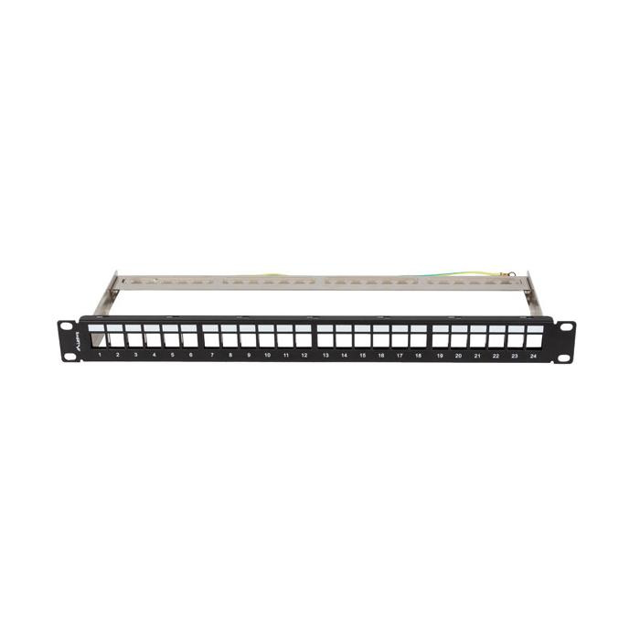 PATCH PANEL 1U 19" Blank Shielded (24 Ports) - BLACK (grounding) PATCH PANEL 1U 19" Blank Shielded (24 Ports) - BLACK (grounding)