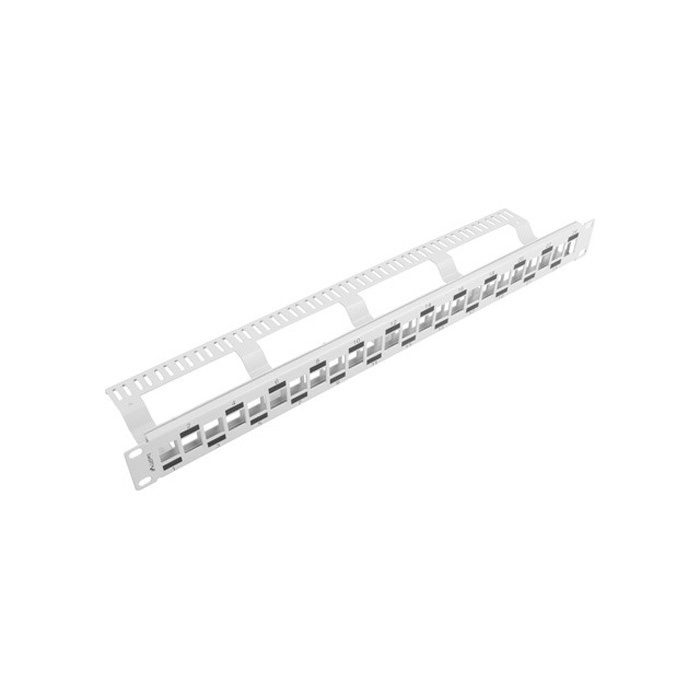 PATCH PANEL 1U 19" Staggered with Organizer Blank (24 Ports) - GREY PATCH PANEL 1U 19" Staggered with Organizer Blank (24 Ports) - GREY