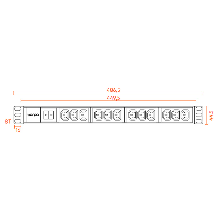 PDU 19" - 12 x IEC C13 Outlets, 10A/250V/2500W, Switch, Black - 1,8m 3Gx1,5 with IEC C14 (M) PDU 19" - 12 x IEC C13 Outlets, 10A/250V/2500W, Switch, Black - 1,8m 3Gx1,5 with IEC C14 (M)