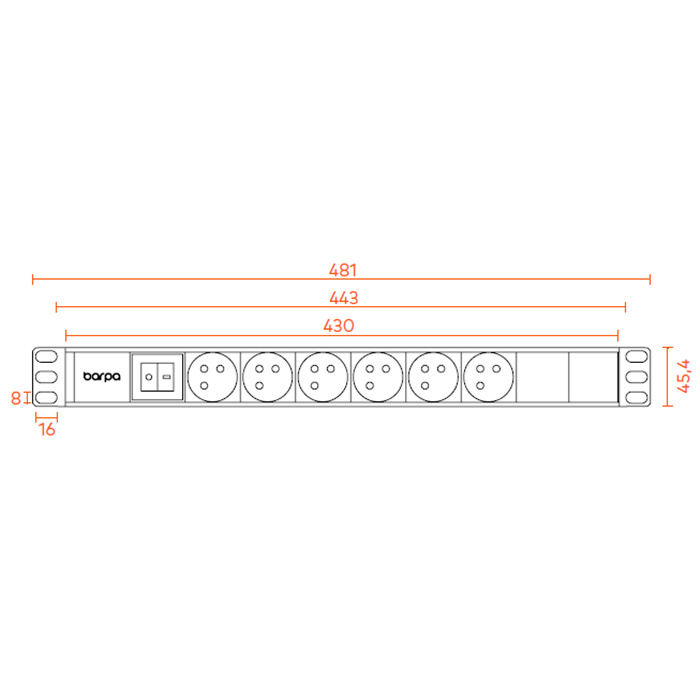 PDU 19" - 6 x Type E/French Outlets, 16A/250V/3500W, Switch, Black - 1,8m 3Gx1,5 with Uni-Schuko (M) PDU 19" - 6 x Type E/French Outlets, 16A/250V/3500W, Switch, Black - 1,8m 3Gx1,5 with Uni-Schuko (M)