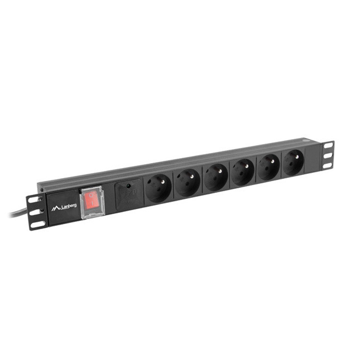 PDU 19" - 6 x Type E/French Outlets, 16A/250V, Switch, Black - 2m with Uni-Schuko (M) PDU 19" - 6 x Type E/French Outlets, 16A/250V, Switch, Black - 2m with Uni-Schuko (M)