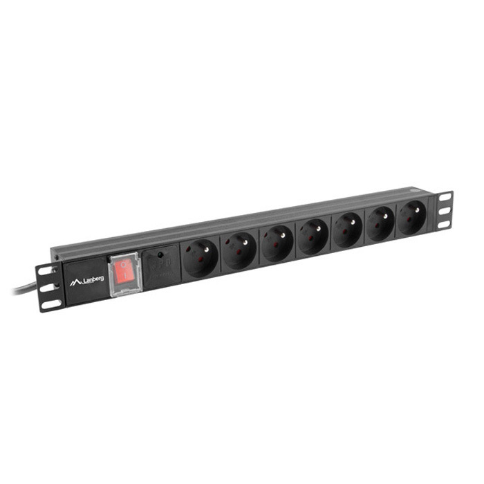 PDU 19" - 7 x Type E/French Outlets, 16A/250V, Switch, Black - 2m with Uni-Schuko (M) PDU 19" - 7 x Type E/French Outlets, 16A/250V, Switch, Black - 2m with Uni-Schuko (M)