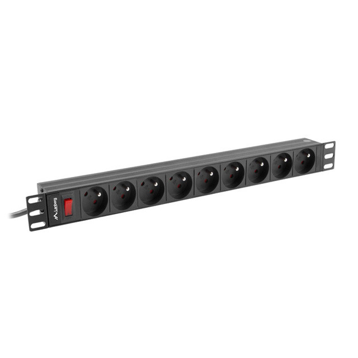 PDU 19" - 9 x Type E/French Outlets, 16A/250V, Switch, Black - 3m with Uni-Schuko (M) PDU 19" - 9 x Type E/French Outlets, 16A/250V, Switch, Black - 3m with Uni-Schuko (M)