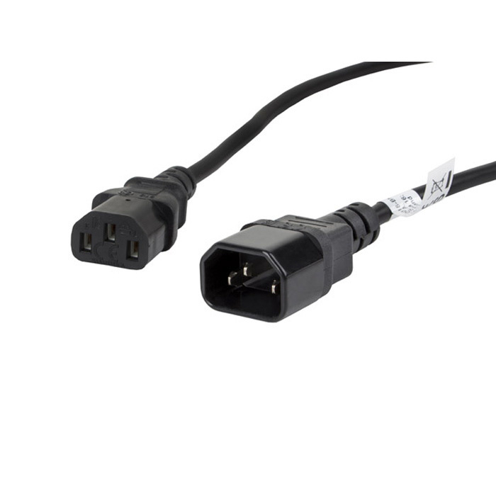 Power cable - IEC 320 C13 (F) - IEC 320 C14 (M), 3 x 0.75 mm², 10A, PVC, Black - 1,8m Power cable - IEC 320 C13 (F) - IEC 320 C14 (M), 3 x 0.75 mm², 10A, PVC, Black - 1,8m