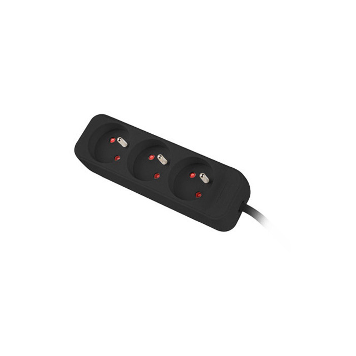 Power Strip 3 x Type E/French Outlets, 10A/250V, Black - 1,5m with Uni-Schuko (M) Power Strip 3 x Type E/French Outlets, 10A/250V, Black - 1,5m with Uni-Schuko (M)