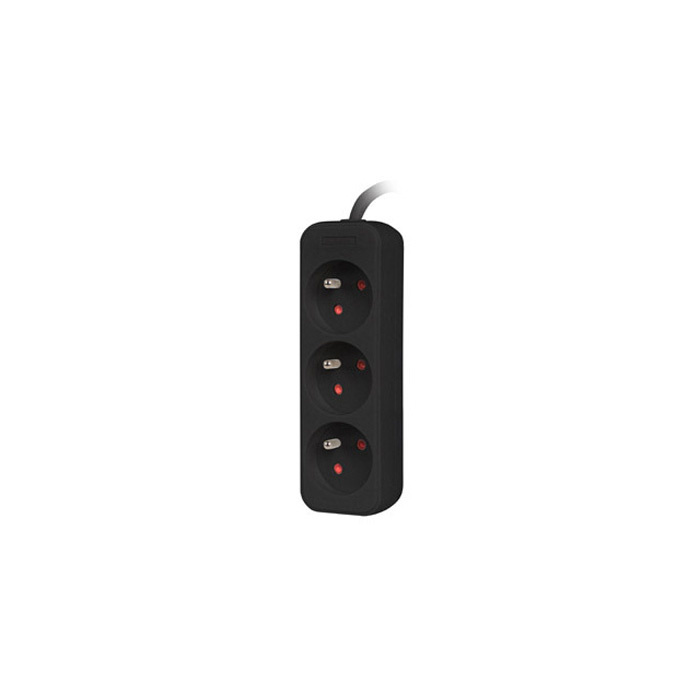 Power Strip 3 x Type E/French Outlets, 10A/250V, Black - 3m with Uni-Schuko (M) Power Strip 3 x Type E/French Outlets, 10A/250V, Black - 3m with Uni-Schuko (M)