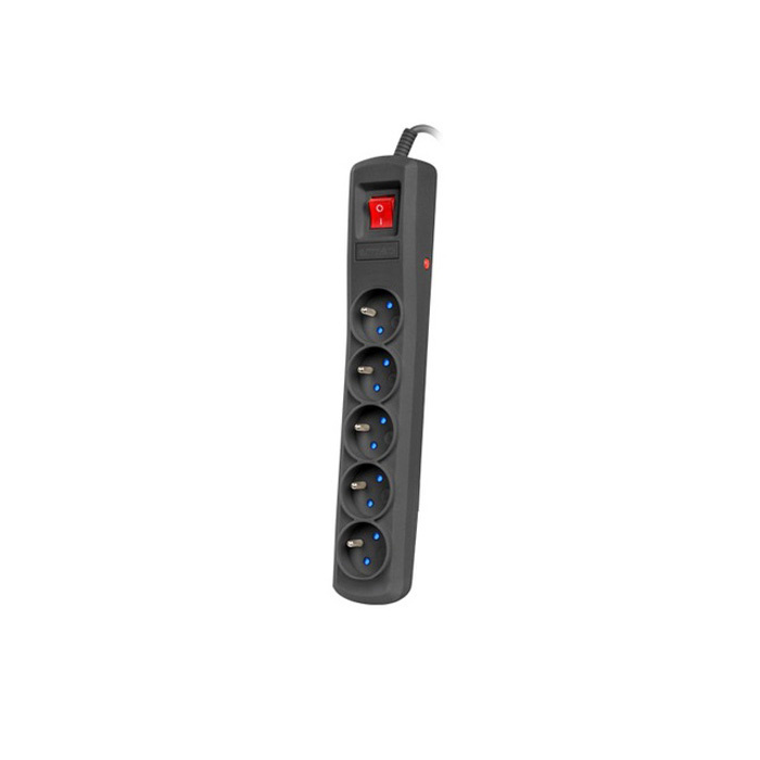 Power Strip (switch & surge protector) 5 x Type E/French, 10A/250V, Black - 3m with Uni-Schuko (M) Power Strip (switch & surge protector) 5 x Type E/French, 10A/250V, Black - 3m with Uni-Schuko (M)