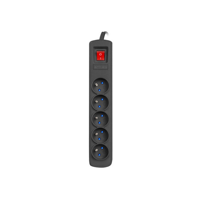 Power Strip (switch & surge protector) 5 x Type E/French, 10A/250V, Black - 5m with Uni-Schuko (M) Power Strip (switch & surge protector) 5 x Type E/French, 10A/250V, Black - 5m with Uni-Schuko (M)