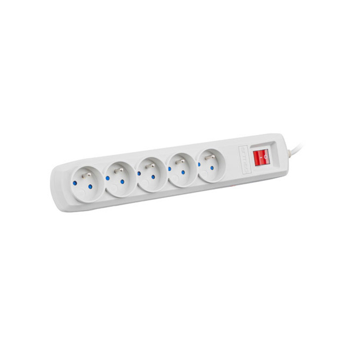 Power Strip (switch & surge protector) 5 x Type E/French, 10A/250V, Grey - 3m with Uni-Schuko (M) Power Strip (switch & surge protector) 5 x Type E/French, 10A/250V, Grey - 3m with Uni-Schuko (M)