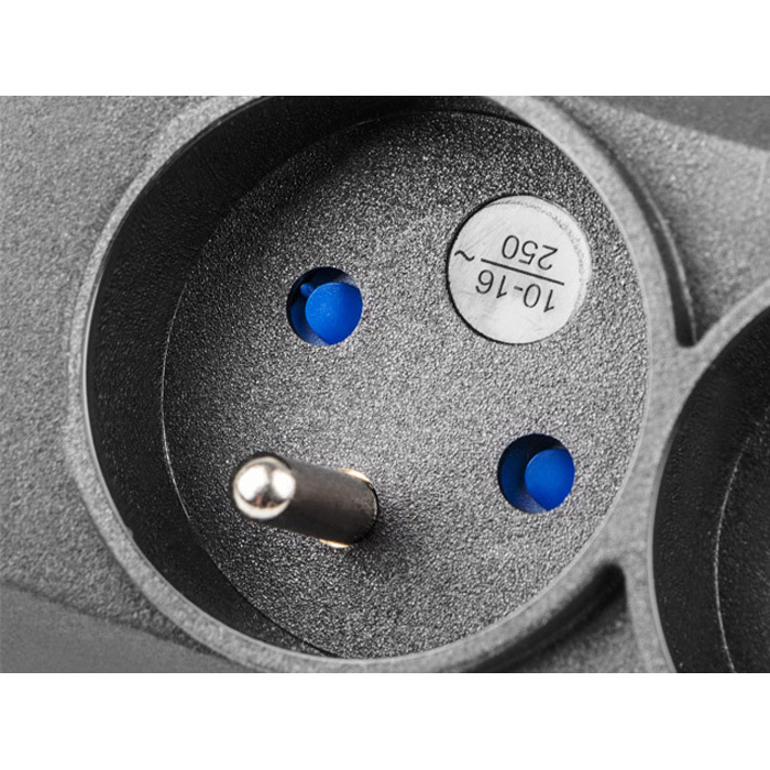 Power Strip (switch & surge protector) 6 x Type E/French, 10A/250V, Black - 3m with Uni-Schuko (M) Power Strip (switch & surge protector) 6 x Type E/French, 10A/250V, Black - 3m with Uni-Schuko (M)