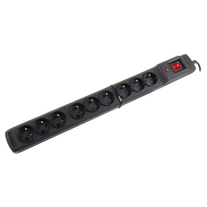 Power Strip (switch & surge protector) 9 x Type E/French, 10A/250V, Black - 5m with Uni-Schuko (M) Power Strip (switch & surge protector) 9 x Type E/French, 10A/250V, Black - 5m with Uni-Schuko (M)