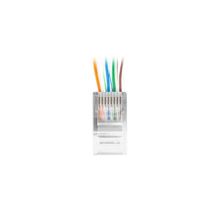 RJ45 - CAT5E U/UTP pass-through,nickel contacts, conductor HDPE: 1.00 +- 0.07 mm (100 pcs) RJ45 - CAT5E U/UTP pass-through,nickel contacts, conductor HDPE: 1.00 +- 0.07 mm (100 pcs)
