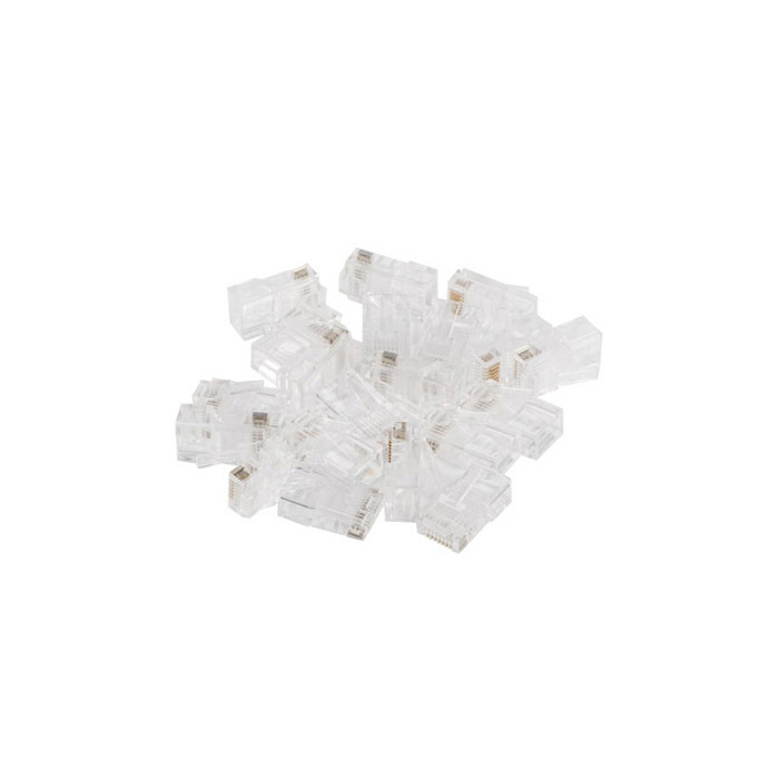 RJ45 - CAT6 U/UTP pass-through,nickel contacts, conductor HDPE: 1.08 +- 0.05 mm (100 pcs) RJ45 - CAT6 U/UTP pass-through,nickel contacts, conductor HDPE: 1.08 +- 0.05 mm (100 pcs)
