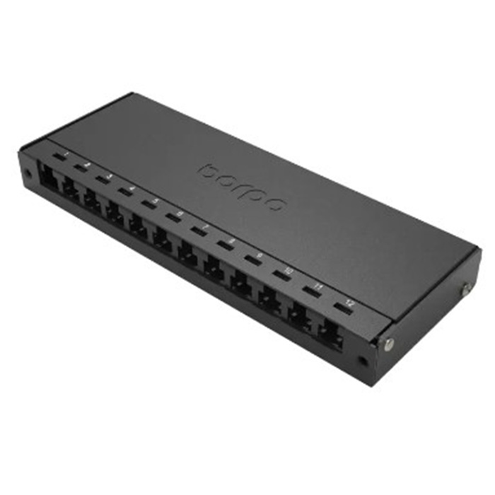 RJ45 Consolidation Point Box (83 x 224 x 24 mm) with 12 ports for RJ45 Keystone Jack, Black RJ45 Consolidation Point Box (83 x 224 x 24 mm) with 12 ports for RJ45 Keystone Jack, Black