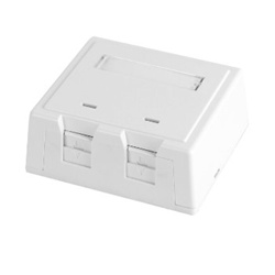 Surface Mount Box (74 x 65 x 29,2 mm) with 2 ports for RJ45 Keystone Jack, White