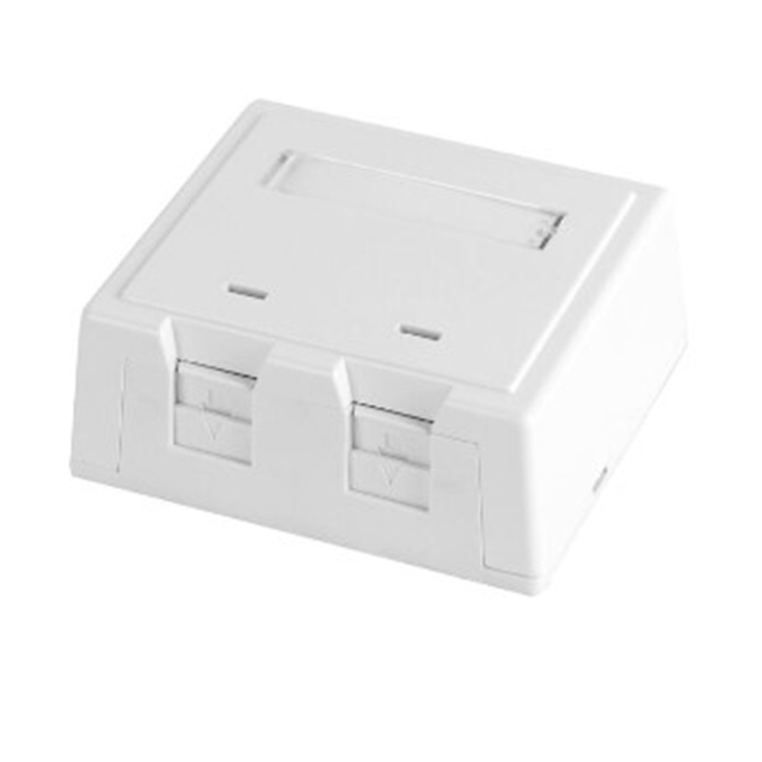 Surface Mount Box (74 x 65 x 29,2 mm) with 2 ports for RJ45 Keystone Jack, White Surface Mount Box (74 x 65 x 29,2 mm) with 2 ports for RJ45 Keystone Jack, White