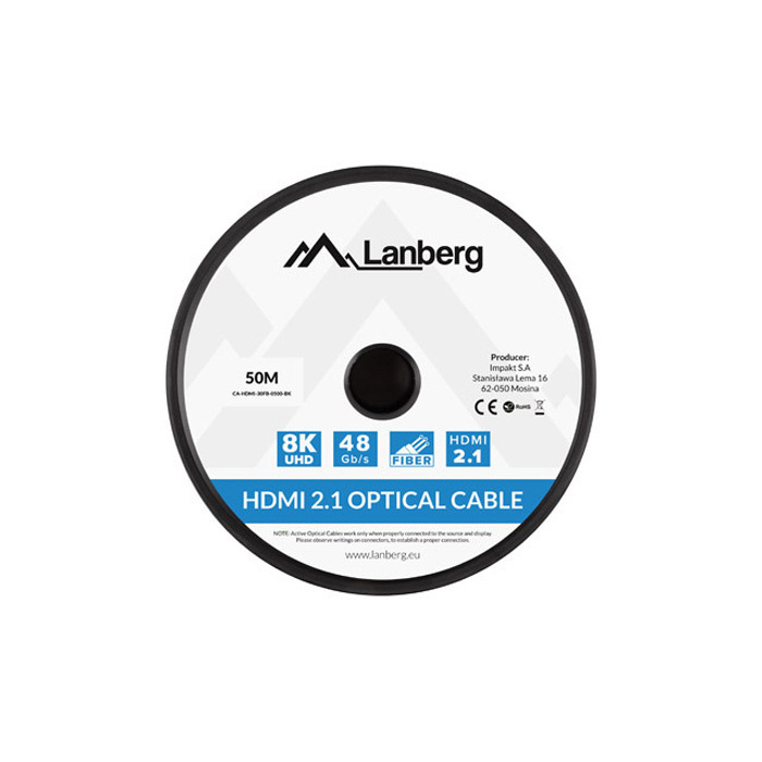 Ultra HDMI 2.1 (48 Gbps) AOC Fiber Optic Cable (UHD-2/8K/4320p@60Hz) - 50m Ultra HDMI 2.1 (48 Gbps) AOC Fiber Optic Cable (UHD-2/8K/4320p@60Hz) - 50m