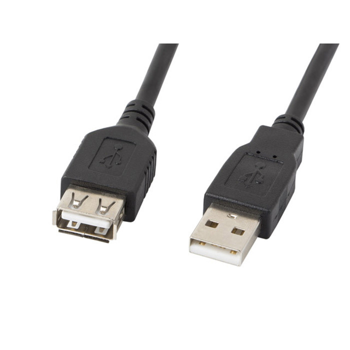 USB-A male-female (USB 2.0) Extension Cable (480 Mbps), Black -1,8m USB-A male-female (USB 2.0) Extension Cable (480 Mbps), Black -1,8m