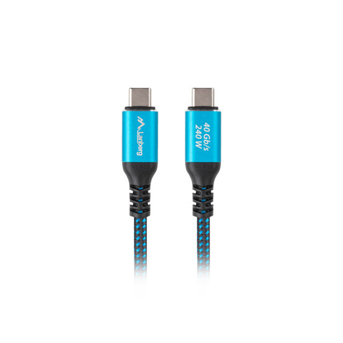 USB-C male - USB-C male (USB 4) Cable (40 Gbps, 240W PD & 8K-60Hz), Black-Blue - 0,5m USB-C male - USB-C male (USB 4) Cable (40 Gbps, 240W PD & 8K-60Hz), Black-Blue - 0,5m