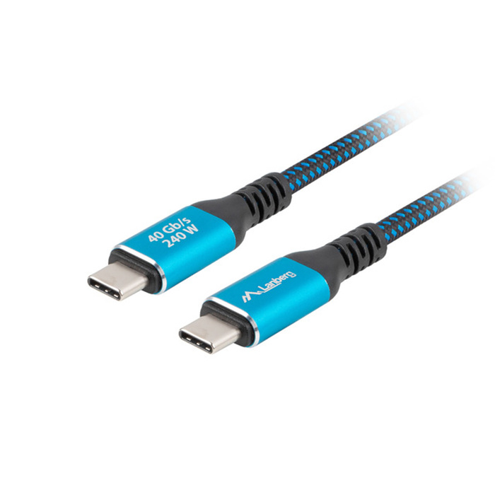 USB-C male - USB-C male (USB 4) Cable (40 Gbps, 240W PD & 8K-60Hz), Black-Blue - 2m USB-C male - USB-C male (USB 4) Cable (40 Gbps, 240W PD & 8K-60Hz), Black-Blue - 2m