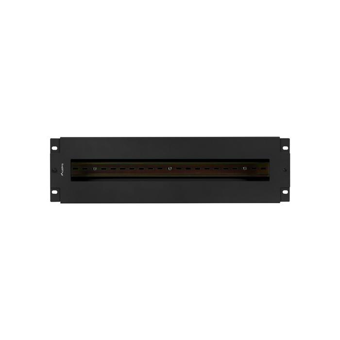 Voltage Distribution Panel 19" - 3U with DIN rail TS-35 & grounding cable, Black (RAL9004) Voltage Distribution Panel 19" - 3U with DIN rail TS-35 & grounding cable, Black (RAL9004)