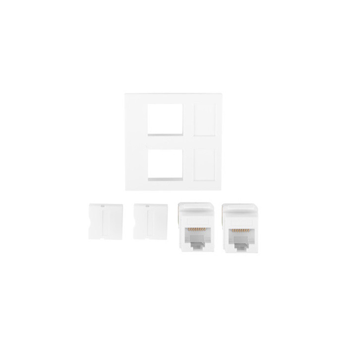 Wall Faceplate (45x45mm) for 2 RJ45 with 2 Keystone CAT.6 UTP - White Wall Faceplate (45x45mm) for 2 RJ45 with 2 Keystone CAT.6 UTP - White